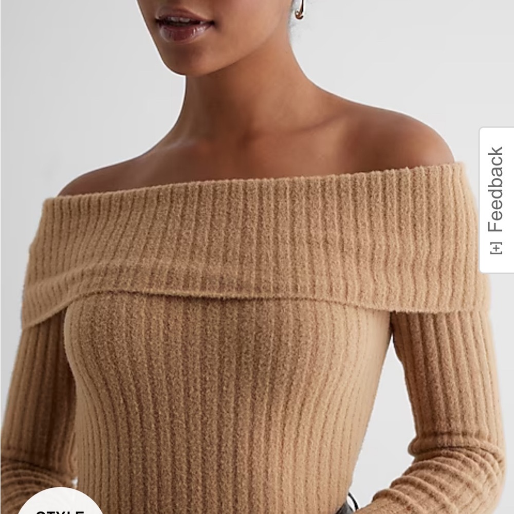 Express ribbed off the shoulder sweater